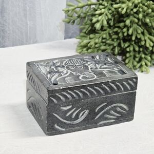 Carved Black and Silver Decorative Box 1418